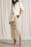 Sequin Beaded Sheer Midi Skirt