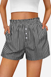 Striped Button-Front Casual Shorts