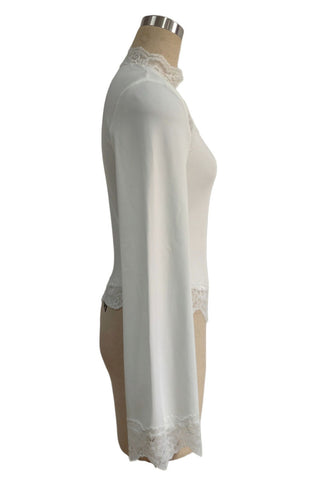 Lace Mock Neck Bell Sleeve Top
