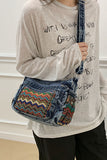 Tasselled Patchwork Drawstring Hobo Bag