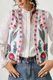 Boho Floral Pattern Open-Front Vest