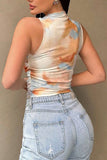 Tie-Dye Mock Neck Sleeveless Tank