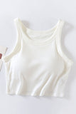 Built-in Cup Round Neck Sleeveless Crop Tank
