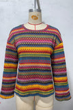 Multicolor Stripe Knit Bell Sleeve Top