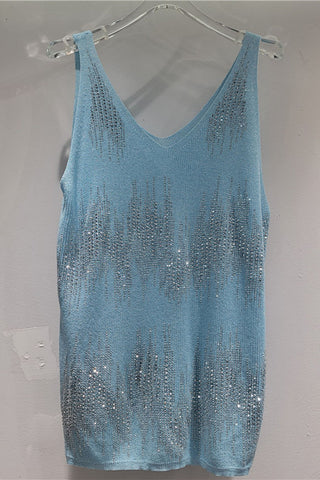 Sequin V-Neck Sleeveless Tank