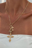 Layered Cross Charm Chain Necklace