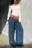 Off-Shoulder Lace Ruched Long Sleeve Top