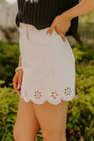 Eyelet Flower Scalloped Hem Mini Skirt