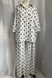 Polka Dot Button-Up Wide Leg Pants Set