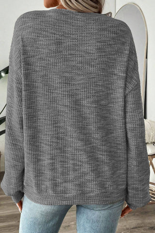 Marled Knit Crew Neck Long Sleeve Top