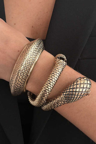 Textured Snake Wrap Cuff Bracelet