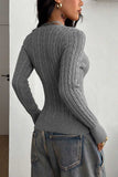 Cable Knit V-Neck Long Sleeve Sweater
