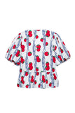 Tie-Front Patterned Blouse