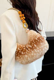 Faux Fur Spotted Bag with Beaded Handle