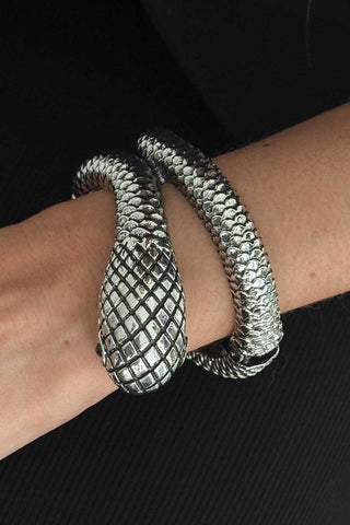 Textured Snake Wrap Cuff Bracelet