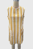 Pocketed Sleeveless Striped Mini Dress