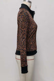 Leopard Print Zip-Up Knit Jacket