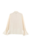 Mock Neck Bell Sleeve Military Blouse