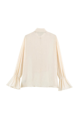 Mock Neck Bell Sleeve Military Blouse