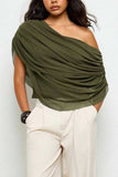 Ruched Off-Shoulder Draped Blouse