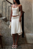 Lace Trim Halter Skirt Set