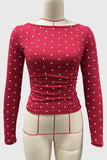 Polka Dot Long Sleeve Tie Back Blouse
