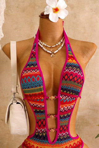 Cutout Colorful One-Piece Swimsuit