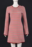 Striped Knit Bell Sleeve Mini Casual Dress