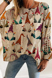 Holiday Tree Print Hollow Knit Sweater