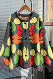 Fruit Print Crew Neck Button Cardigan