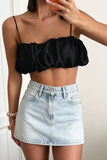 Ruffled Strap Crop Tank