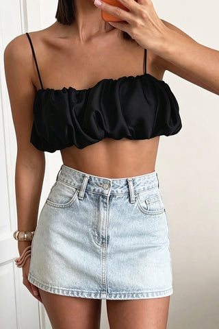Ruffled Strap Crop Tank