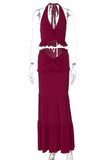 Halter Tie-Back Skirt Set