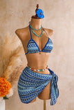 Geometric Print Three-Piece Bikini Set