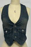 Button-Front Pocket Denim Vest