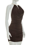 Halter Neck Ruched Casual Dress