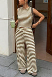 Striped Sleeveless Top and Relaxed Pants Set