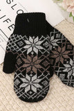 Snowflake Knit Ribbed Cuff Mittens