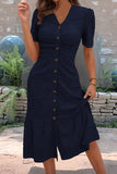 Button-Front Casual Midi Dress