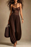 Lace Bodice Drawstring Balloon Leg Jumpsuit