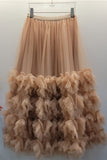 Tiered Ruffle Tulle Midi Skirt