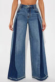 High-Waist Colorblock Wide Leg Jeans