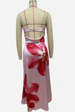 Strapless Maxi Floral Vacation Dress