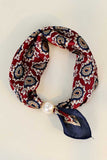 Paisley Print Pearl Buckle Neck Scarf