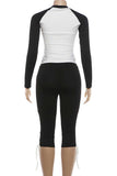 Raglan Sleeve Side-Tie Capri Pants Set