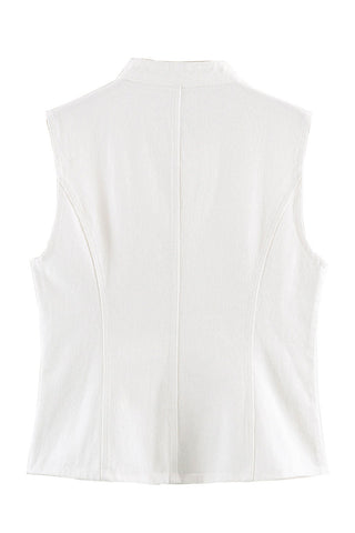 Stand Collar Asymmetric Button Vest