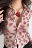 Paisley Print Button-Front Long Sleeve Shirt