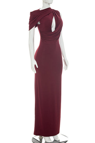 Cutout Drape One-Shoulder Maxi Dress