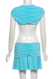 Cutout Ruched Puff Sleeve Dress