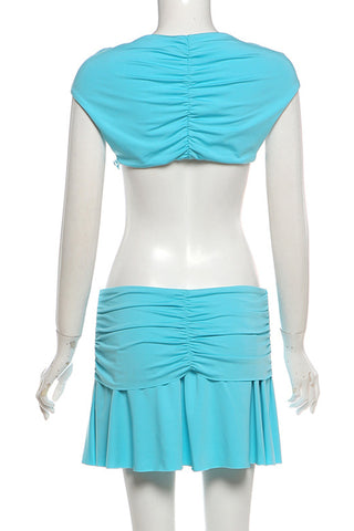 Cutout Ruched Puff Sleeve Dress